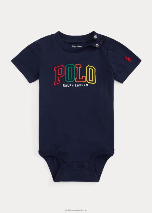 Ralph Lauren beebi logoga puuvillast jersey body PR0V8162 kruiisilaevastik