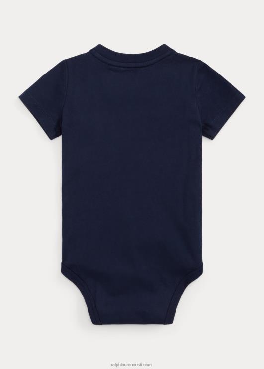 Ralph Lauren beebi logoga puuvillast jersey body PR0V8162 kruiisilaevastik