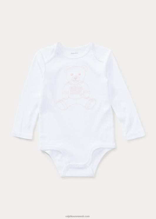 Ralph Lauren beebi tikitud polokaru body PR0V7697 valge