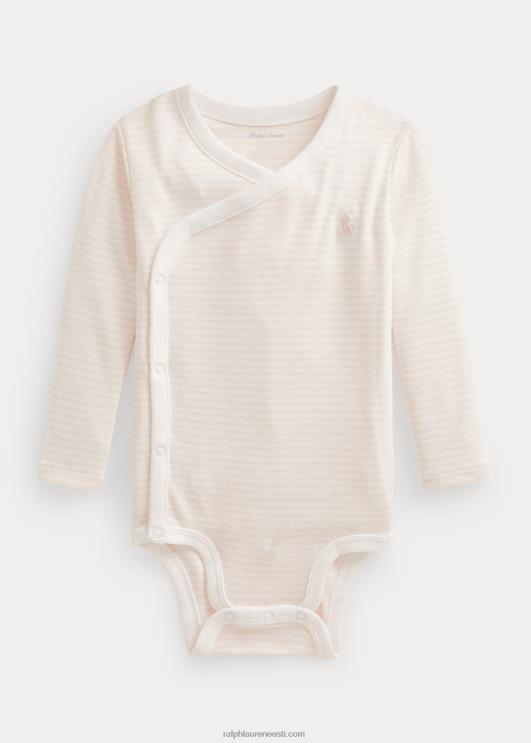 Ralph Lauren beebi triibuline orgaanilisest puuvillast v-kaelusega body PR0V8165 õrn roosa/valge