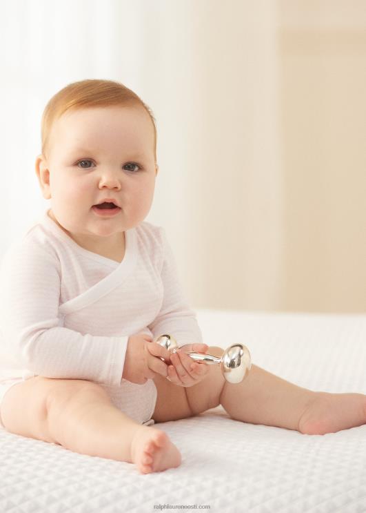 Ralph Lauren beebi triibuline orgaanilisest puuvillast v-kaelusega body PR0V8165 õrn roosa/valge