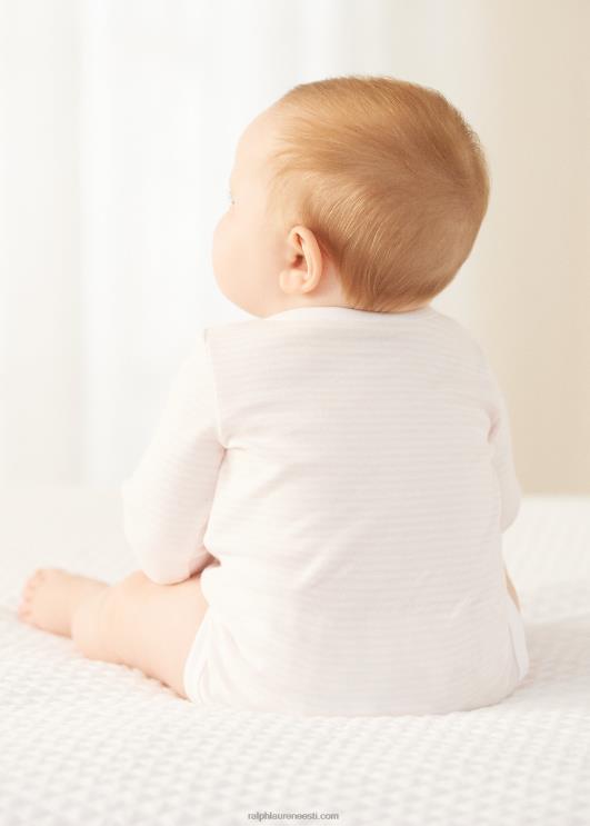 Ralph Lauren beebi triibuline orgaanilisest puuvillast v-kaelusega body PR0V8165 õrn roosa/valge