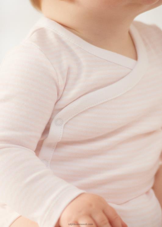 Ralph Lauren beebi triibuline orgaanilisest puuvillast v-kaelusega body PR0V8165 õrn roosa/valge