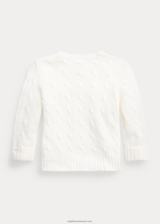 Ralph Lauren beebi ikooniline kaabliga kootud kašmiirkampsun PR0V7996 soe valge