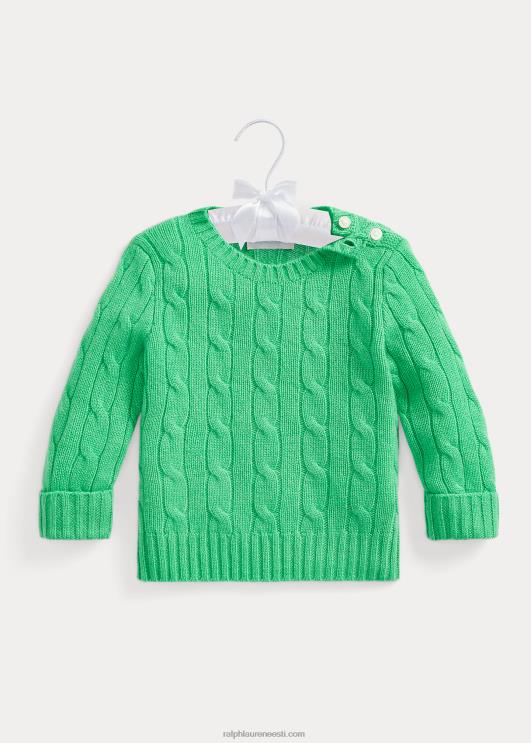 Ralph Lauren beebi ikooniline kaabliga kootud kašmiirkampsun PR0V8001 mullafrees roheline