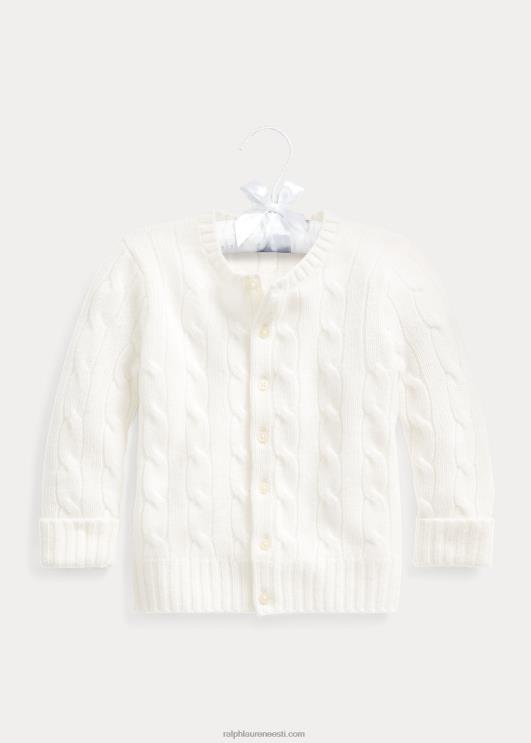 Ralph Lauren beebi kaabliga kootud kašmiirkardigan PR0V8005 soe valge