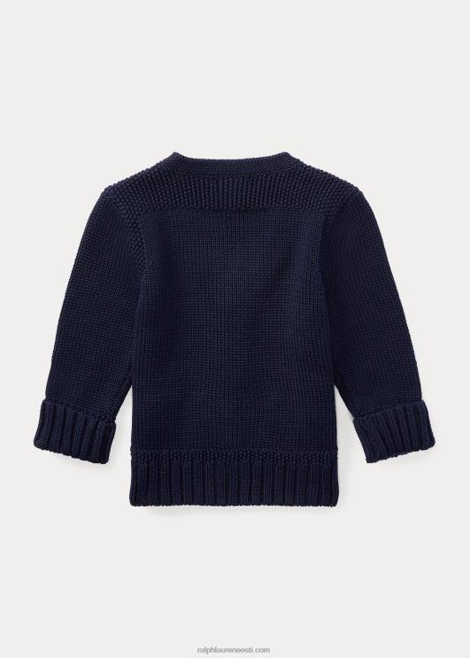 Ralph Lauren beebi puuvillane v-kaelusega kardigan PR0V7993 rafineeritud merevägi