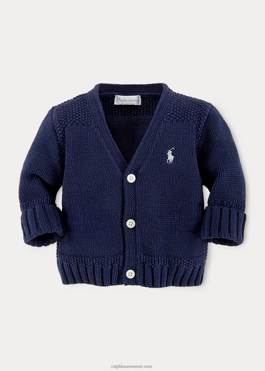 Ralph Lauren beebi puuvillane v-kaelusega kardigan PR0V7993 rafineeritud merevägi