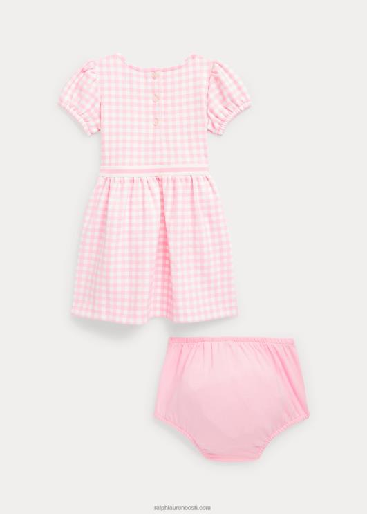 Ralph Lauren beebi gingham ponte kleit PR0V8243 roosa hõlmik