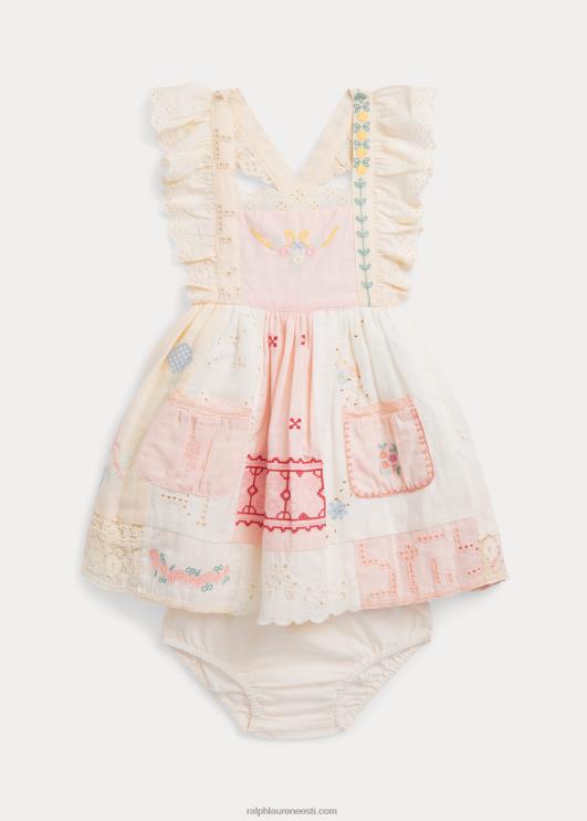 Ralph Lauren beebi lapiline puuvillasegu kleit ja õitseja PR0V10032 valge multi