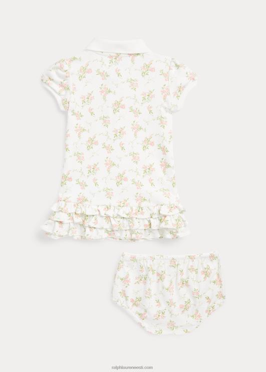 Ralph Lauren beebi lilleline puuvillane polokleit & bloomer PR0V7846 unusta mind mitte lilleline