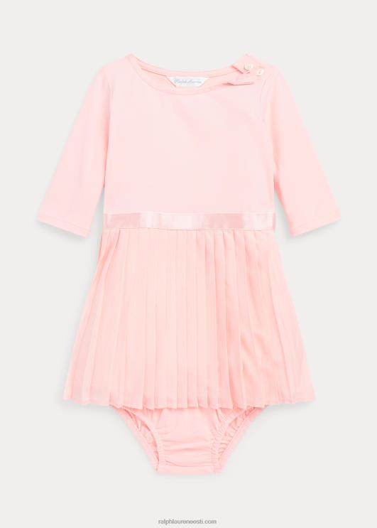 Ralph Lauren beebi plisseeritud stretšjersey kleit ja bloomer PR0V8229 roosa liiv