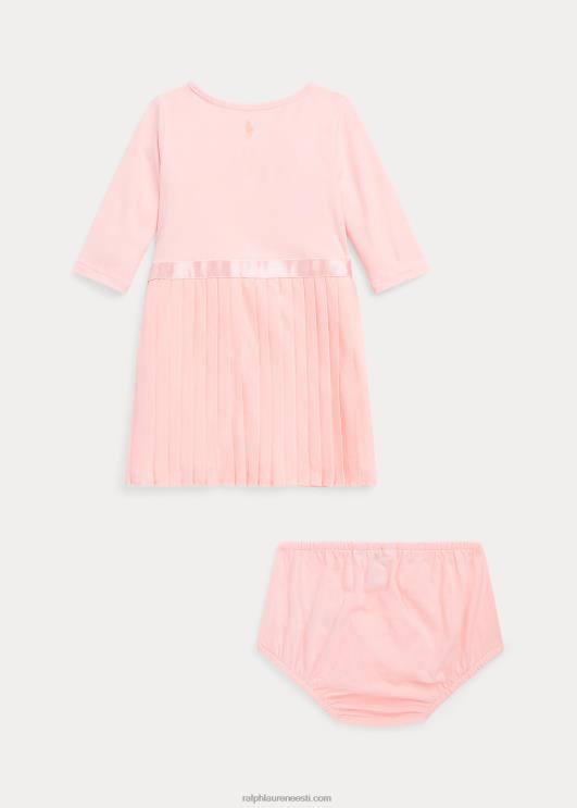 Ralph Lauren beebi plisseeritud stretšjersey kleit ja bloomer PR0V8229 roosa liiv