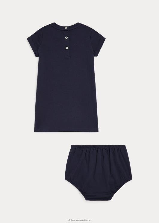 Ralph Lauren beebi polo bear puuvillane t-kleit & bloomer PR0V8234 jahimeeste merevägi