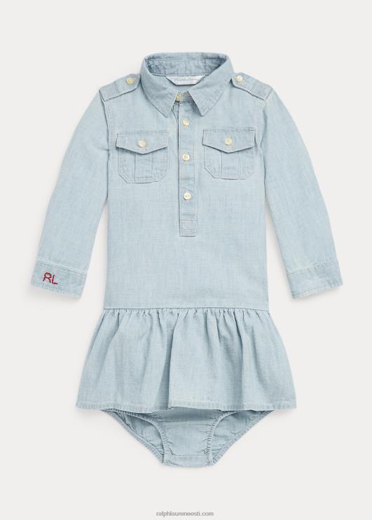 Ralph Lauren beebi puuvillane chambray särk ja bloomer PR0V8227 indigo