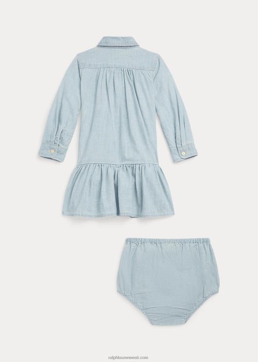 Ralph Lauren beebi puuvillane chambray särk ja bloomer PR0V8227 indigo