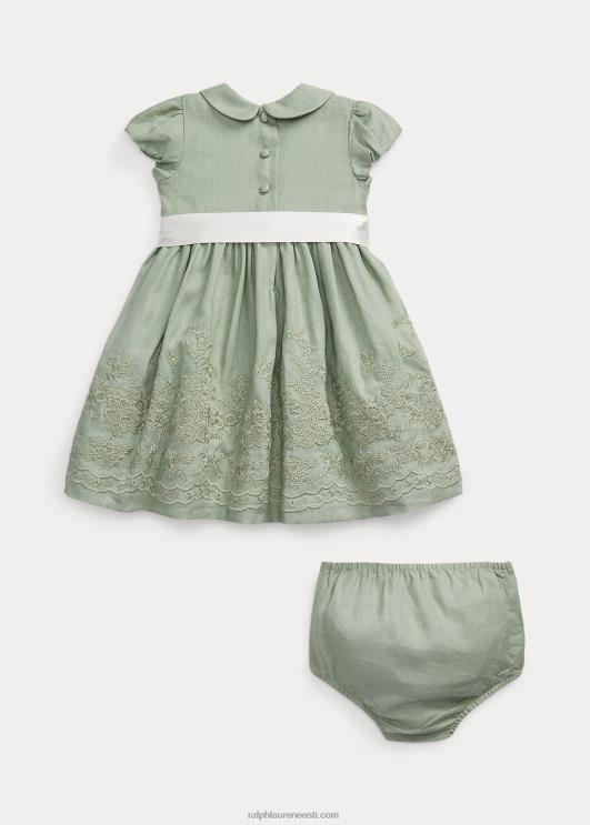 Ralph Lauren beebi tikitud linane kleit & bloomer PR0V10034 heleroheline