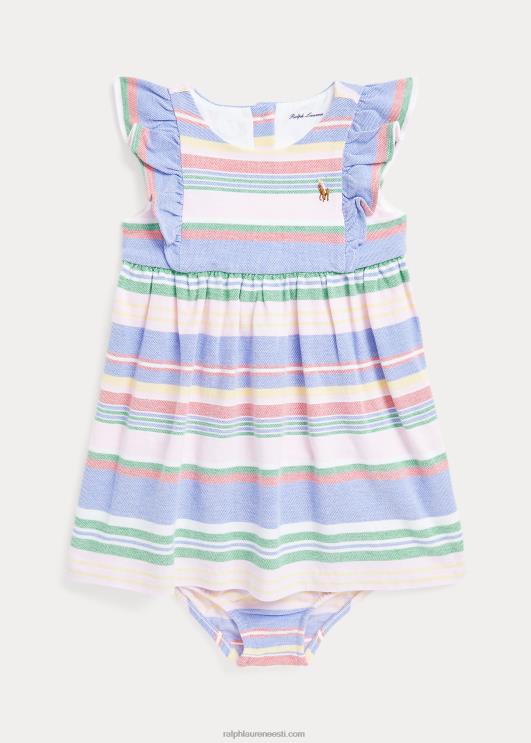 Ralph Lauren beebi triibuline puuvillane võrkkleit & bloomer PR0V7860 roheline multi