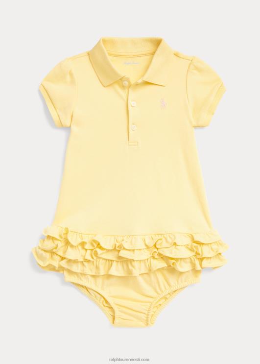 Ralph Lauren beebi volangidega puuvillane polo kleit & bloomer PR0V7840 t-lind kollane