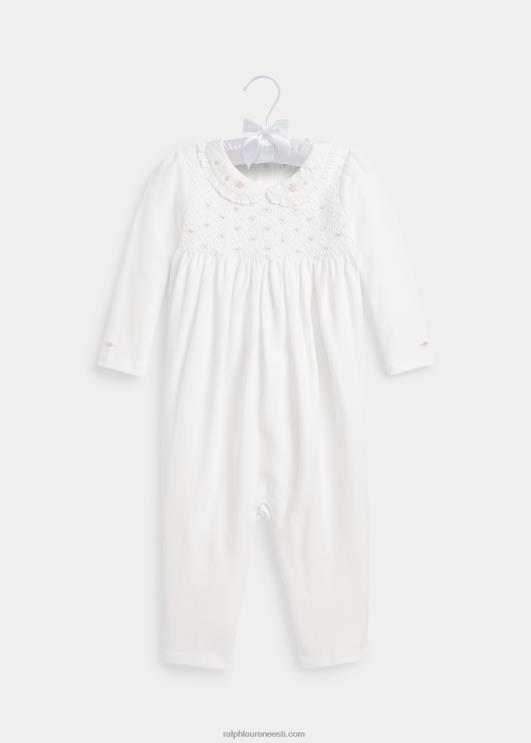 Ralph Lauren beebi Smokitud orgaanilisest puuvillast kombinesoon PR0V7744 valge