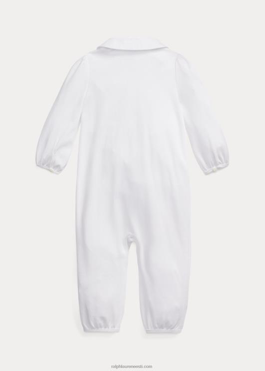 Ralph Lauren beebi aed-tikandiga puuvillane kombinesoon PR0V7745 valge