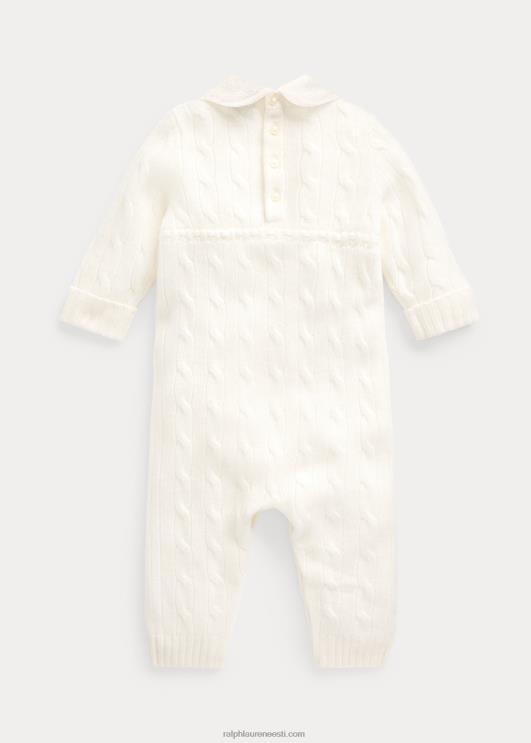 Ralph Lauren beebi kašmiirist kootud kraega kombinesoon PR0V7736 soe valge