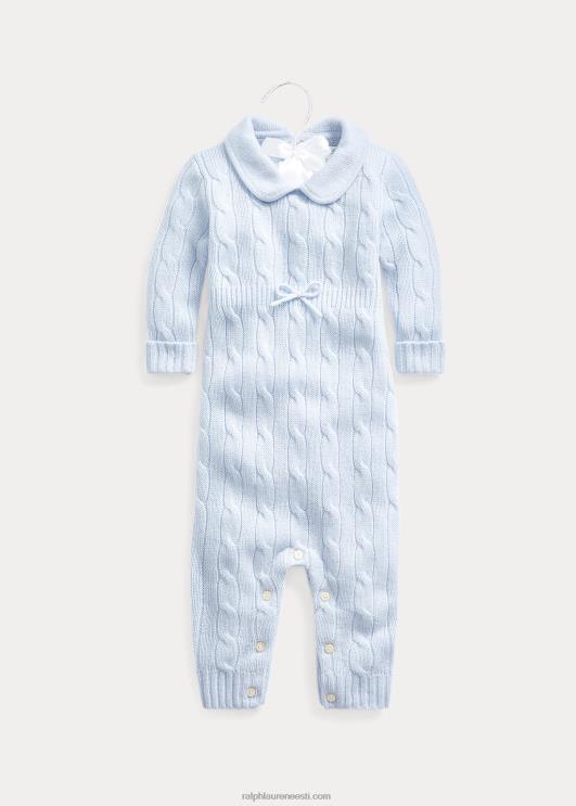 Ralph Lauren beebi kašmiirist kootud kraega kombinesoon PR0V7738 pärl sinine