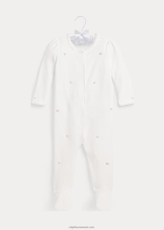 Ralph Lauren beebi lilleline orgaanilisest puuvillast kombinesoon PR0V7751 valge
