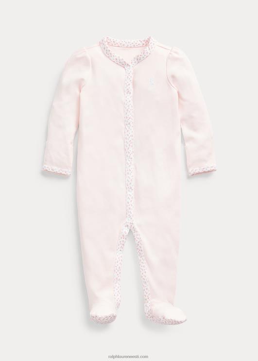 Ralph Lauren beebi lillelise äärega jalaga kombinesoon PR0V7715 õrn roosa