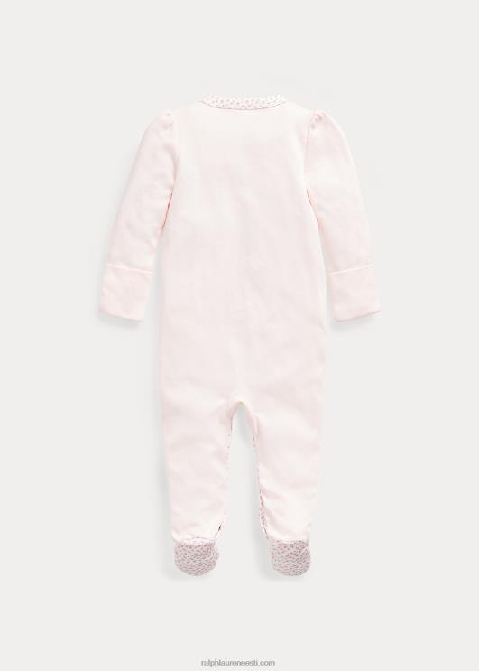 Ralph Lauren beebi lillelise äärega jalaga kombinesoon PR0V7715 õrn roosa