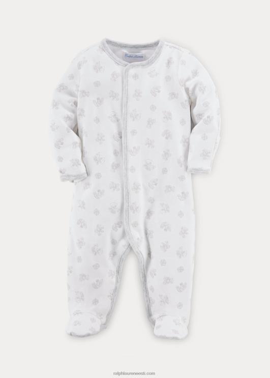 Ralph Lauren beebi mänguaja prindiga puuvillase jalaga kombinesoon PR0V7732 paber valge multi