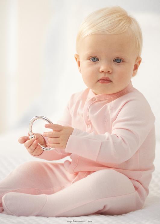 Ralph Lauren beebi orgaanilisest puuvillast jalaga kombinesoon PR0V7717 õrn roosa