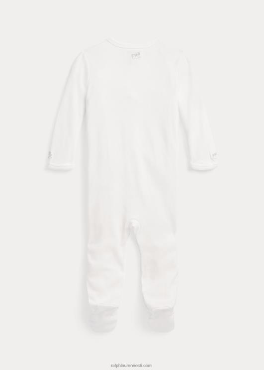 Ralph Lauren beebi puuvillane interlock jalaga kombinesoon PR0V7753 valge