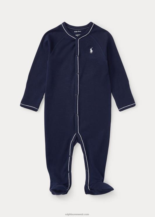 Ralph Lauren beebi puuvillast jersey jalaga kombinesoon PR0V7713 rafineeritud merevägi