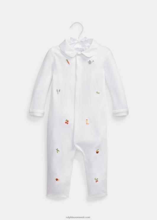 Ralph Lauren beebi tikitud puuvillane kombinesoon PR0V7748 valge