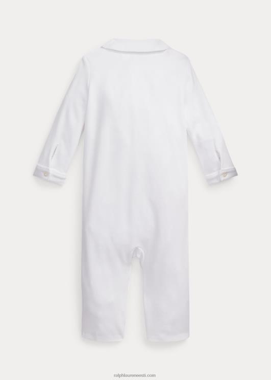 Ralph Lauren beebi tikitud puuvillane kombinesoon PR0V7748 valge