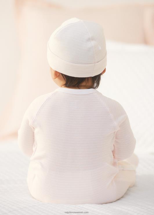 Ralph Lauren beebi triibuline orgaanilisest puuvillast jalaga kombinesoon PR0V7727 õrn roosa/valge