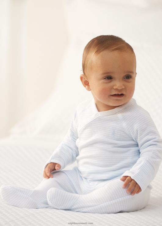 Ralph Lauren beebi triibuline puuvillase jalaga kombinesoon PR0V7716 berüll sinine/valge