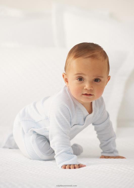 Ralph Lauren beebi triibuline puuvillase jalaga kombinesoon PR0V7716 berüll sinine/valge