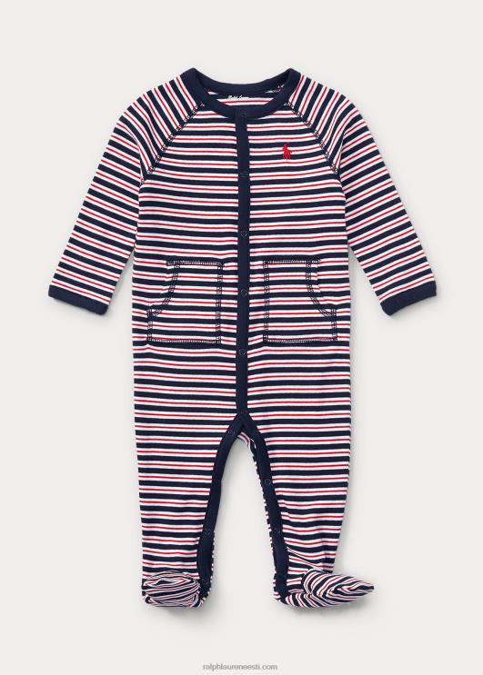 Ralph Lauren beebi triibuline puuvillase jalaga kombinesoon PR0V7723 rafineeritud mereväe multi
