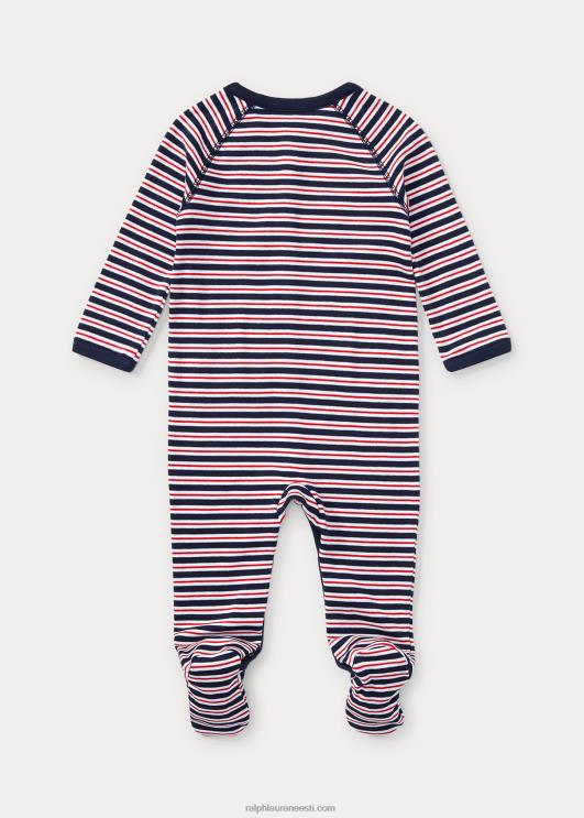 Ralph Lauren beebi triibuline puuvillase jalaga kombinesoon PR0V7723 rafineeritud mereväe multi