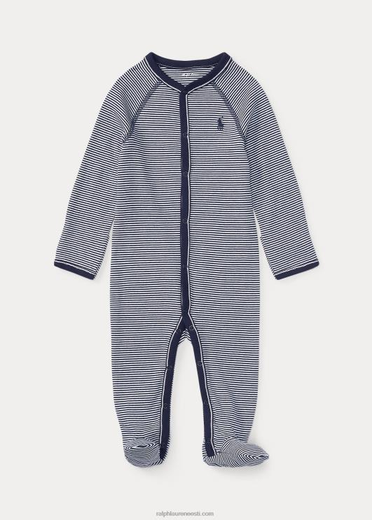 Ralph Lauren beebi triibuline puuvillase jalaga kombinesoon PR0V7730 rafineeritud mereväe multi