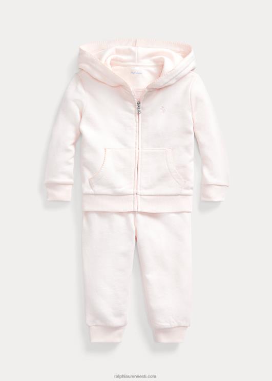 Ralph Lauren beebi Prantsuse frotee kapuuts ja püksid PR0V7789 õrn roosa