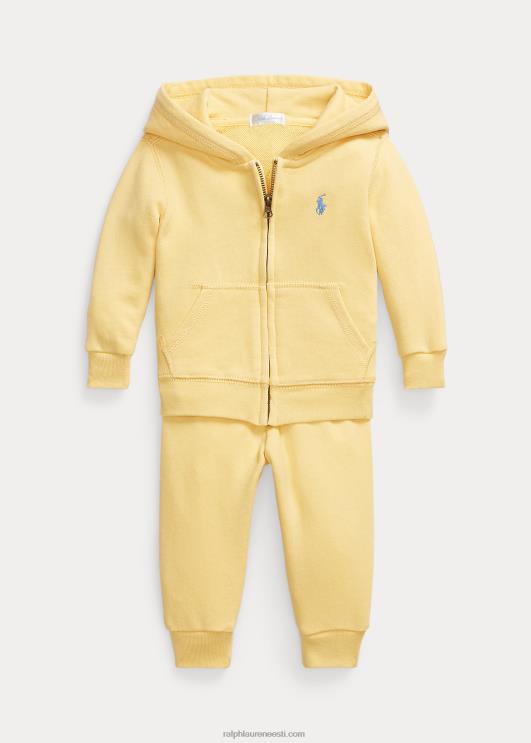 Ralph Lauren beebi Terry täistõmblukuga kapuuts ja pükste komplekt PR0V8194 maisi kollane