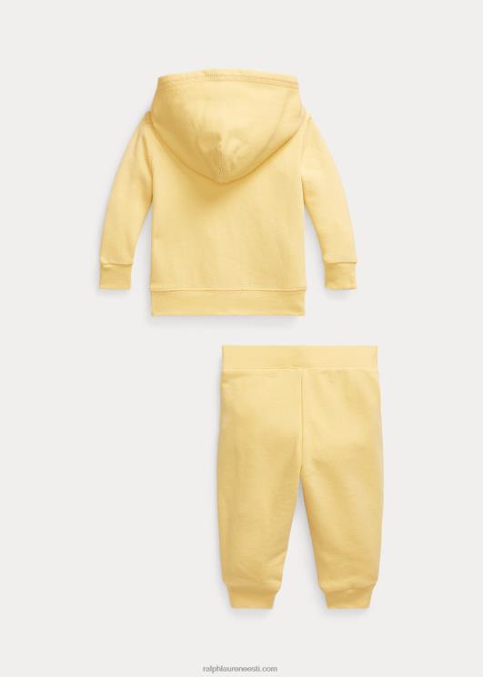 Ralph Lauren beebi Terry täistõmblukuga kapuuts ja pükste komplekt PR0V8194 maisi kollane