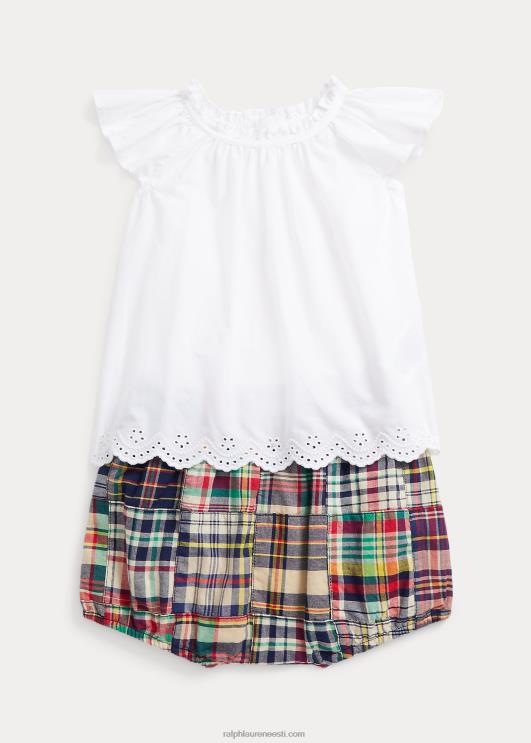 Ralph Lauren beebi aasa puuvillane top & madras bloomer komplekt PR0V8190 madras