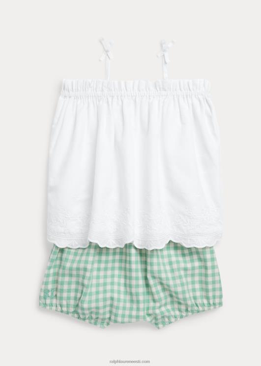 Ralph Lauren beebi aasaga puuvillane top & hõlmiklühike komplekt PR0V7776 tekipesu valge