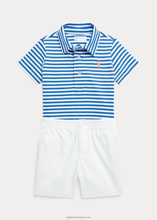 Ralph Lauren beebi jersey polosärk ja chino lühike komplekt PR0V7772 kuninglik merevägi/valge