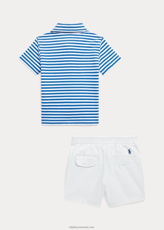 Ralph Lauren beebi jersey polosärk ja chino lühike komplekt PR0V7772 kuninglik merevägi/valge