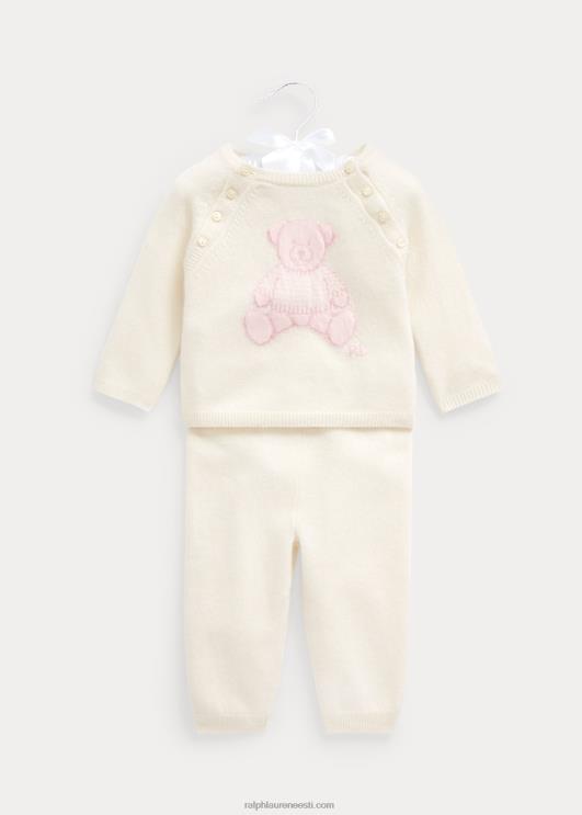 Ralph Lauren beebi karu kašmiirist top & pükste komplekt PR0V7799 heleroosa